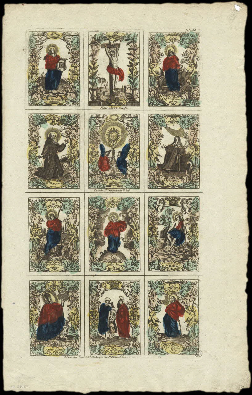 Basset. Paris imagerie ancienne Planche de Saints. Paris 1805-1849 1952.87.32 Photo