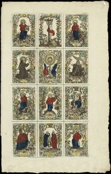 Basset. Paris imagerie ancienne Planche de Saints. Paris 1805-1849 1952.87.32 Photo