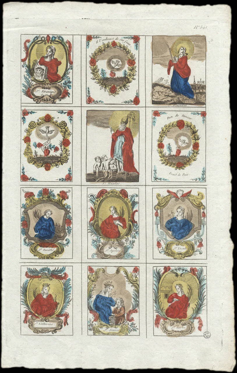 imagerie ancienne Planche de Saints. 1952.87.33 Photo