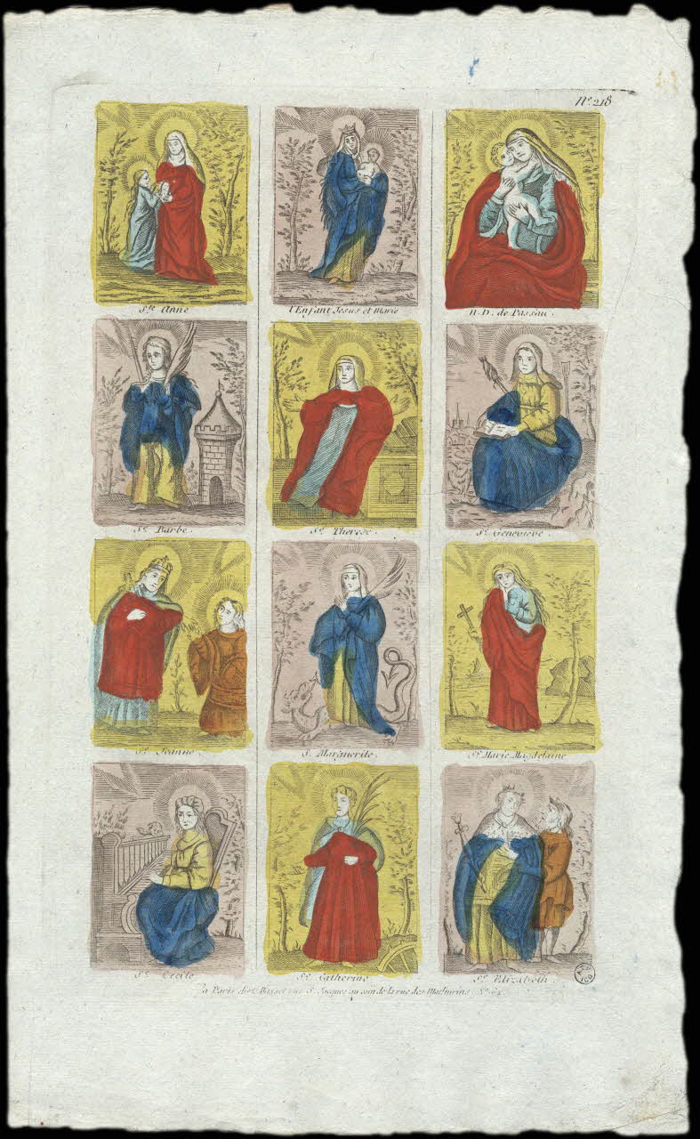 Basset. Paris imagerie ancienne Planche de Saints. Paris 1805-1849 1952.87.36 Photo