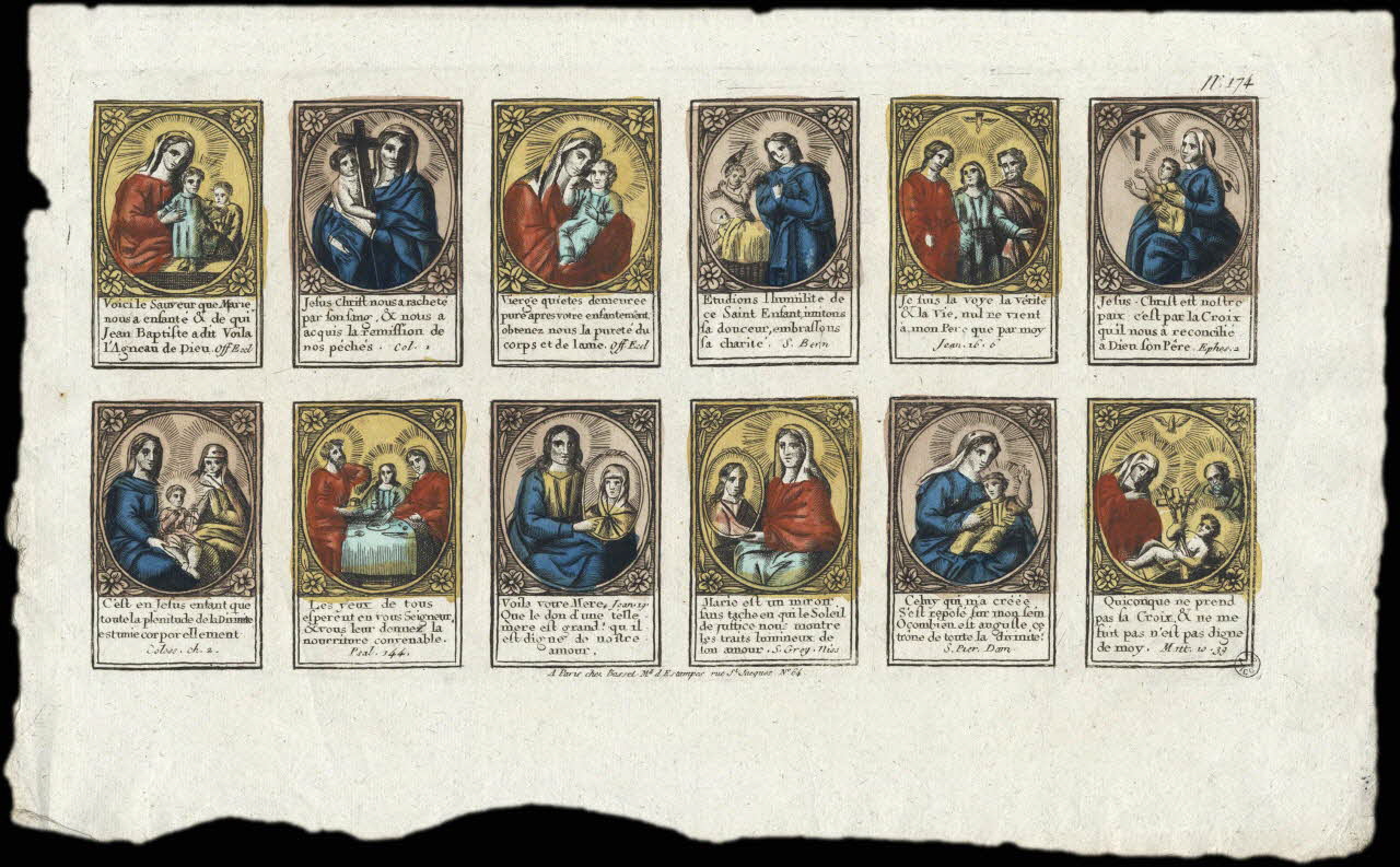 Basset. Paris imagerie ancienne Planche de Saints. Paris 1805-1849 1952.87.37 Photo