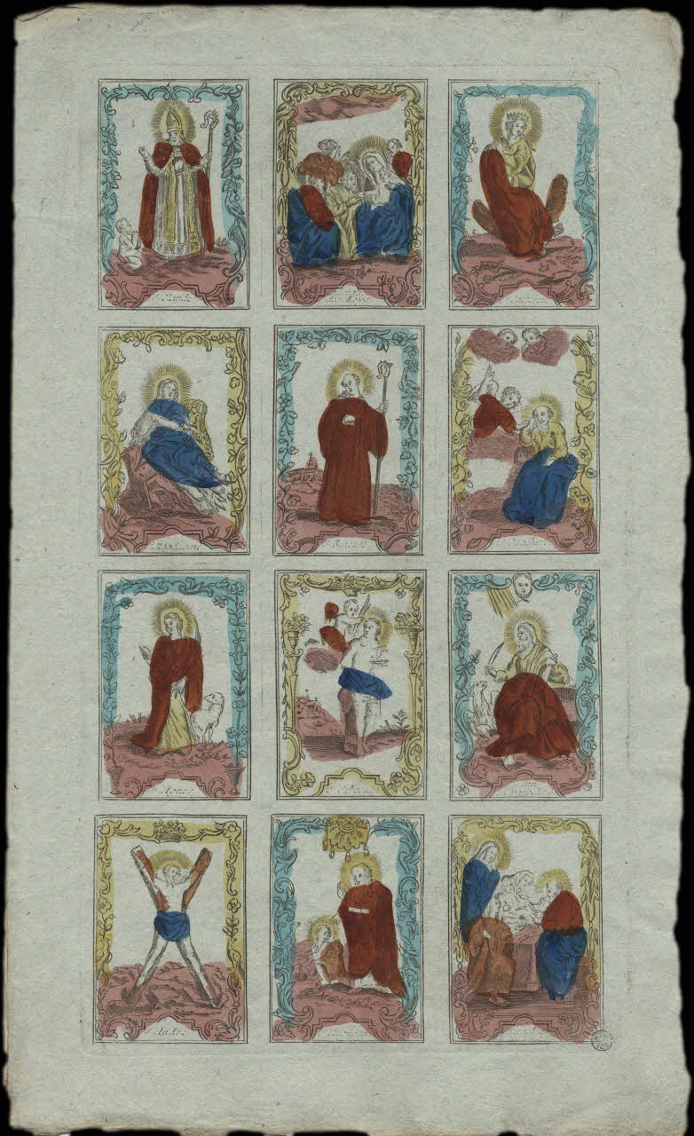 imagerie ancienne Planche de Saints. 1952.87.45 Photo