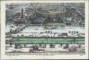 François-Charles Pinot ; Sagaire estampe VUE DE L'EXPOSITION UNIVERSELLE DE PARIS, EN 1867, AVEC LE PARC ET CONSTRUCTIONS DIVERSES. Lorraine, France 1867 1953.86.4783 Photo