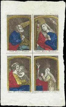 imagerie ancienne Saint Pierre Penitent  Sainte Marie Madeleine.  Marie Mere du Saint Amour.  Sainte Catherine de Sienne 1952.87.90 Photo