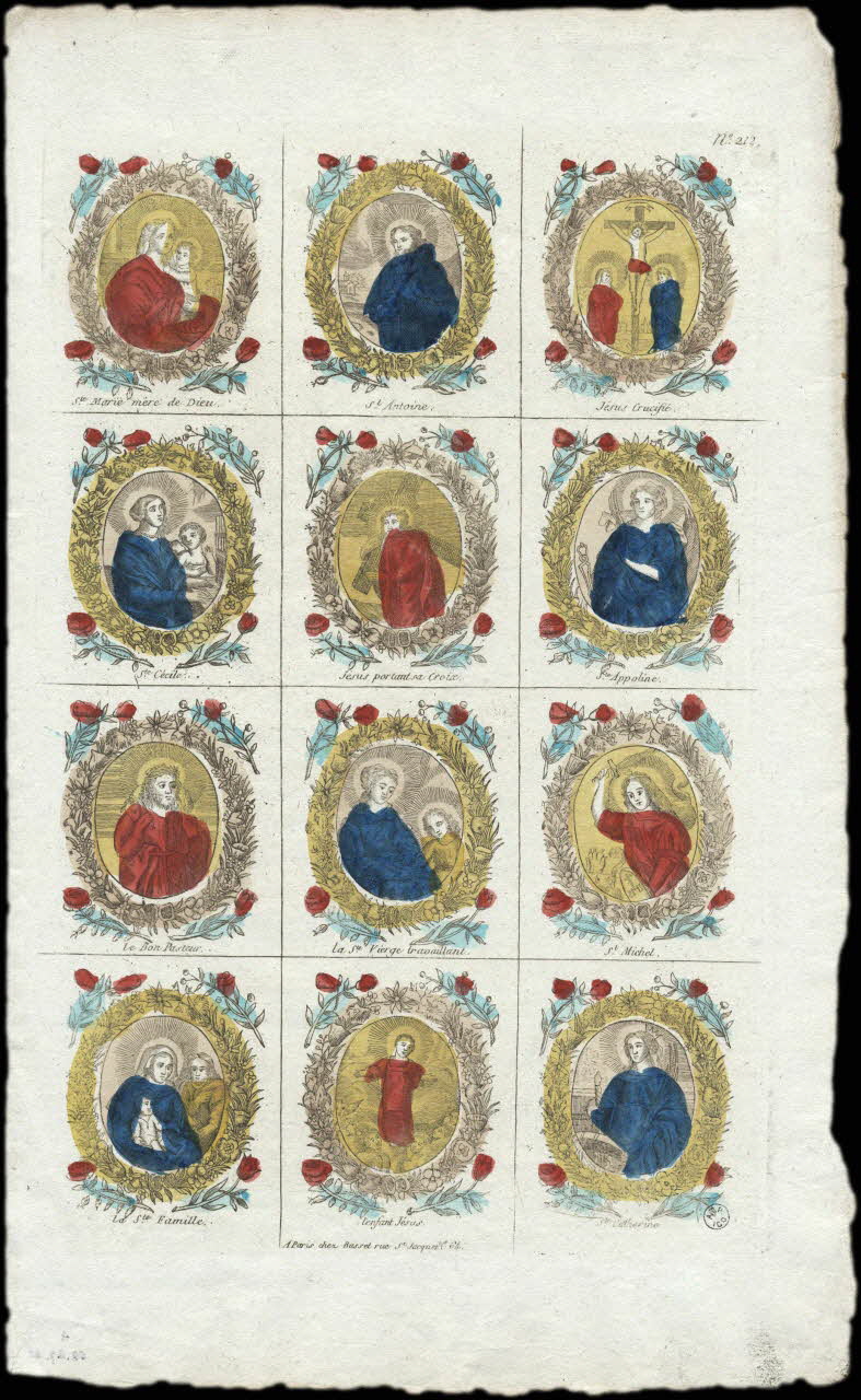 Basset. Paris imagerie ancienne Planche de Saints. Paris 1805-1849 1952.87.44 Photo