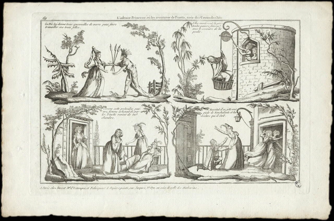 Basset. Paris imagerie ancienne L'adroite princesse, ou les aventures de Finette, tirée des Contes des Fées Paris 1750-1805 1966.69.4 Photo