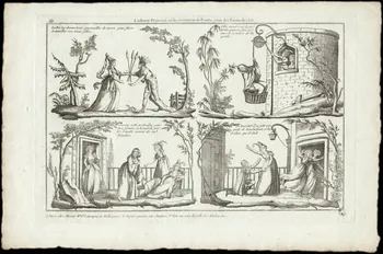 Basset. Paris imagerie ancienne L'adroite princesse, ou les aventures de Finette, tirée des Contes des Fées Paris 1750-1805 1966.69.4 Photo