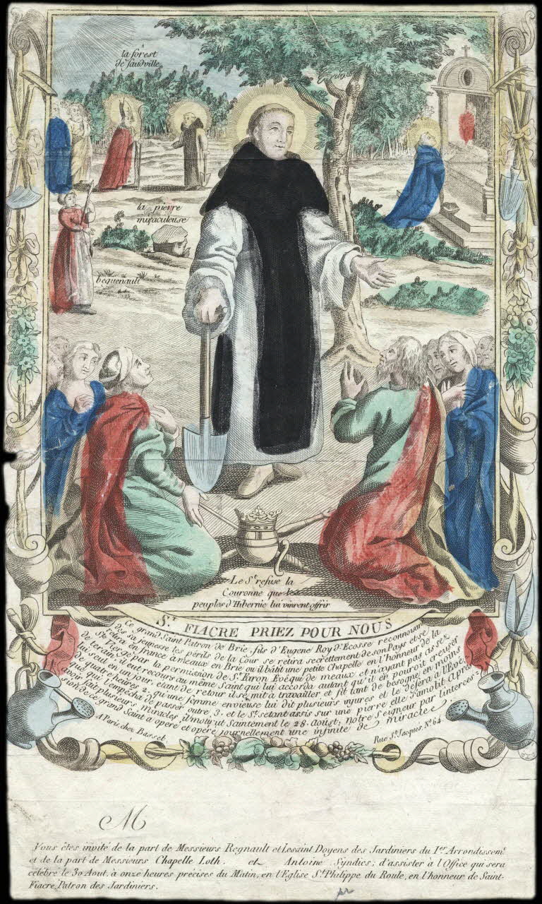 Basset. Paris imagerie ancienne ST. FIACRE PRIEZ POUR NOUS Paris 1805-1849 1973.53.13 Photo