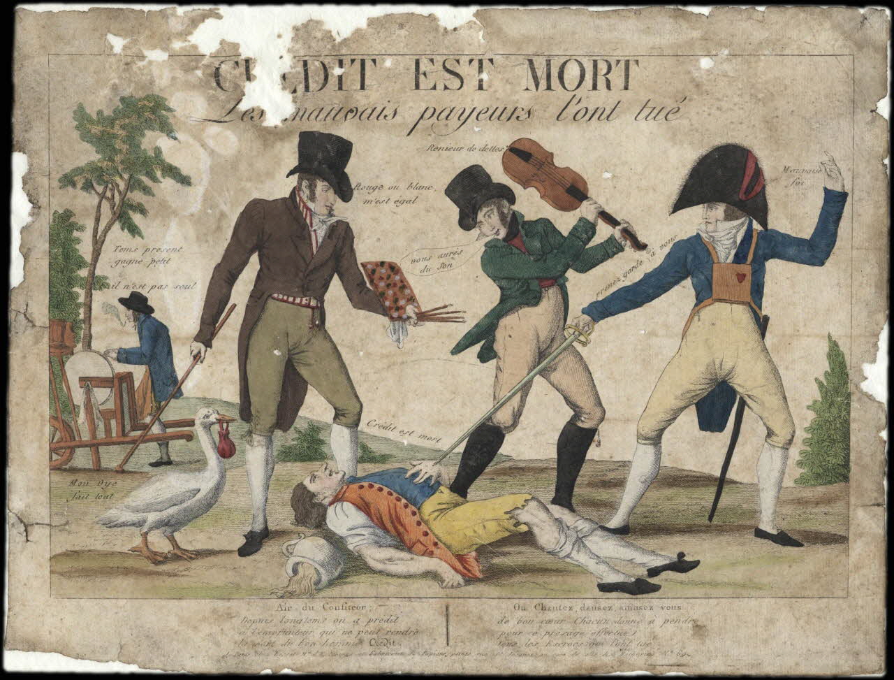 Basset. Paris imagerie ancienne CREDIT EST MORT. Paris 1805-1849 1979.62.1 Photo