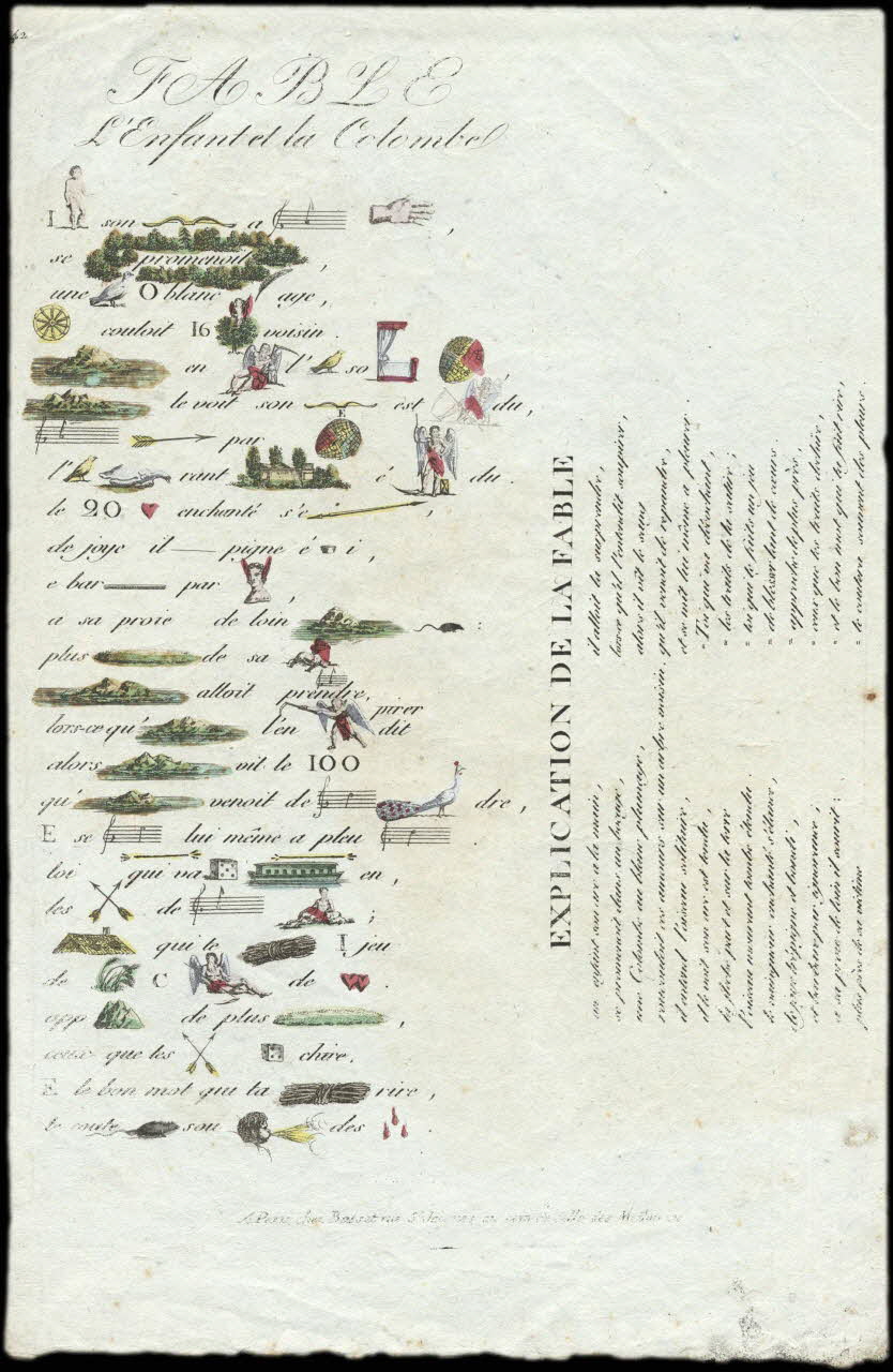 imagerie ancienne FABLE  L'Enfant et la Colombe 1982.3.168 Photo