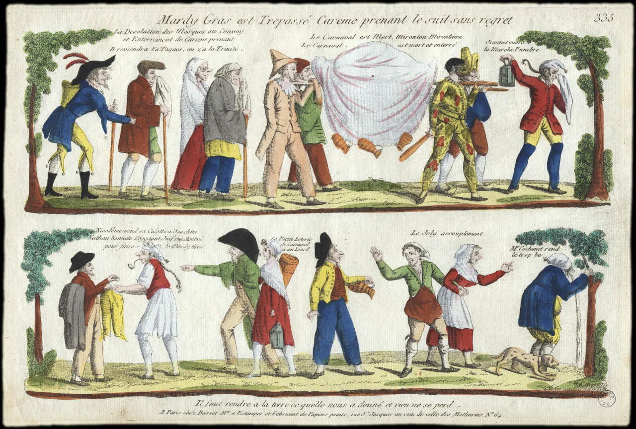Basset. Paris imagerie ancienne Mardy Gras est Trepassé Careme prenant le suit sans regret Ïle-de-France, France 1805-1849 1966.107.1 Photo