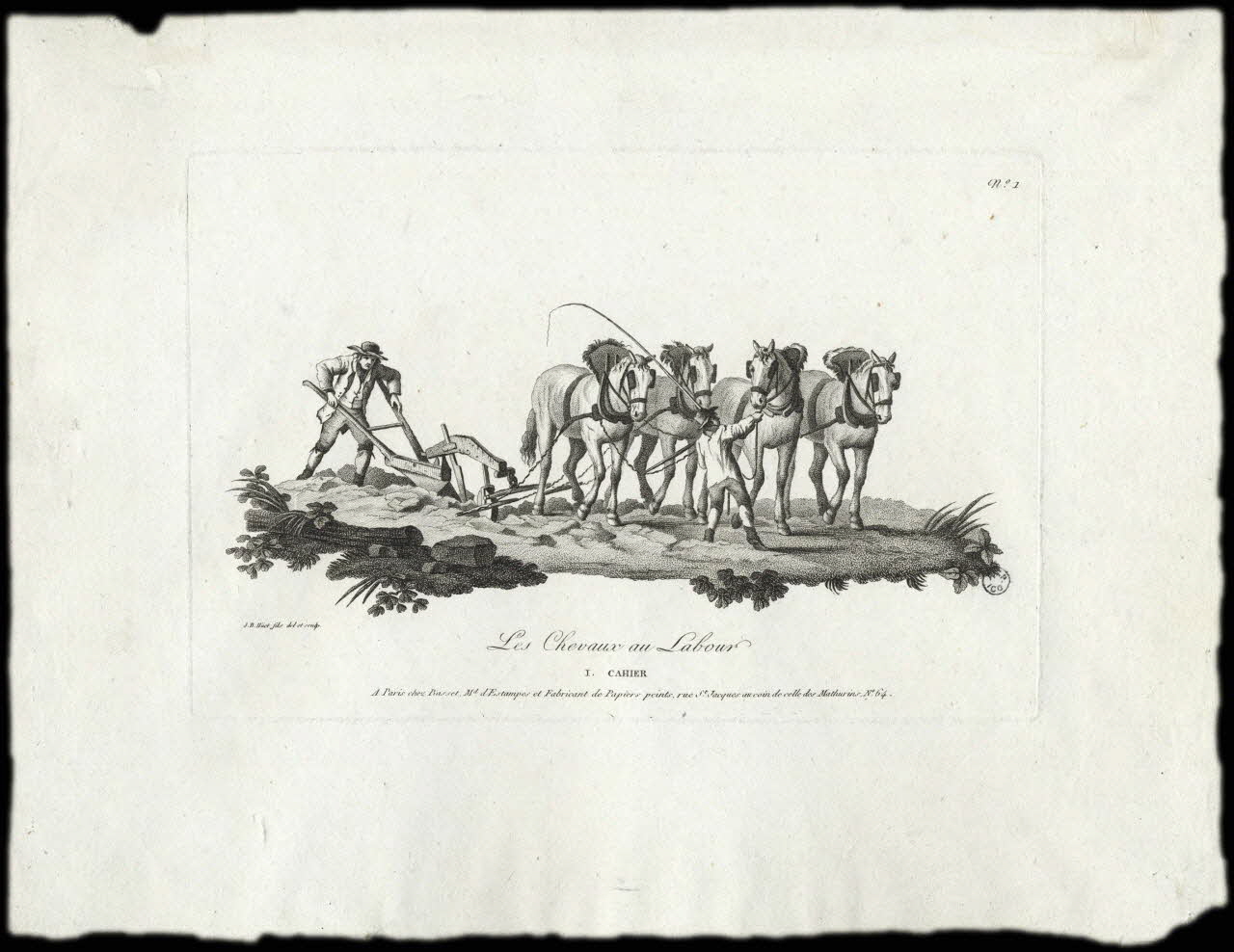 Hüet J. B. fils ; Basset. Paris imagerie ancienne Les Chevaux au Labour Paris 1805-1849 1954.75.8. Photo