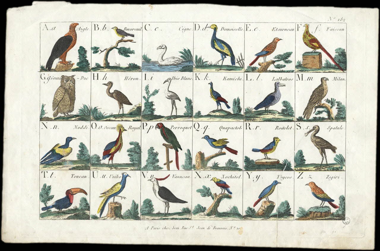 Jean à compartiments (6x4) Alphabet des oiseaux Paris 1802-1846 1955.18.47 Photo