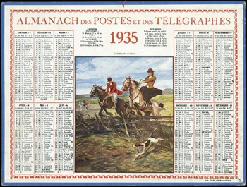 Nemecek ; Calendriers Oller calendrier ALMANACH DES POSTES ET DES TELEGRAPHES  1935  TERRAIN VARIE Paris 1935 1993.2.469 Photo