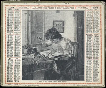 Rollet H. ; Gisela ; Vilain calendrier 1903  ALMANACH DES POSTES & DES TELEGRAPHES  POUR LA FETE A PAPA Paris 1903 1993.2.369  Photo