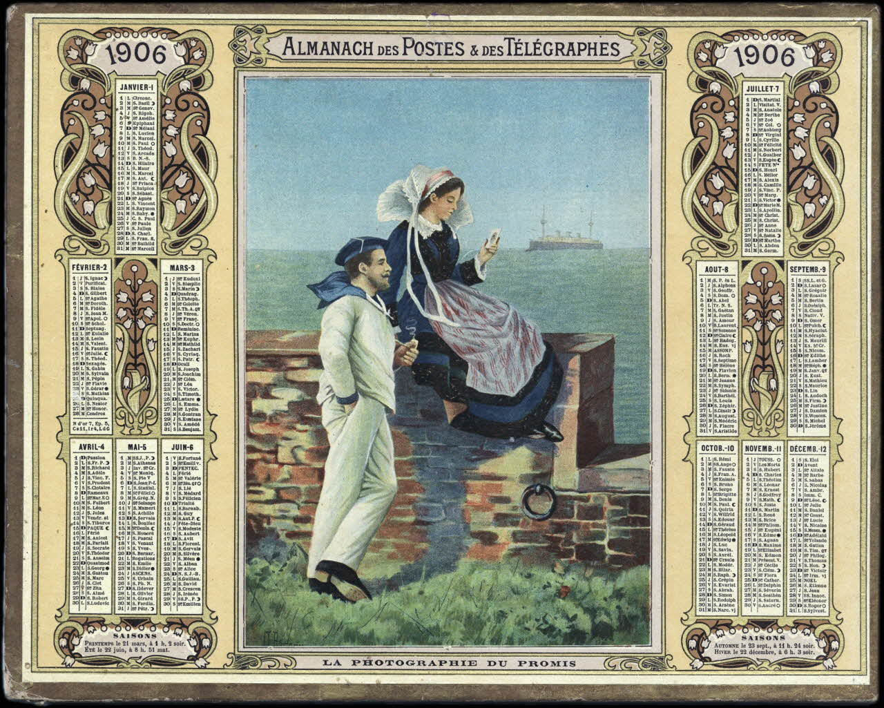 Aberman M. ; François, Charles Oberthür calendrier 1906  ALMANACH DES POSTES & DES TELEGRAPHES  LA PHOTOGRAPHIE DU PROMIS Rennes 1906 1993.2.377 Photo