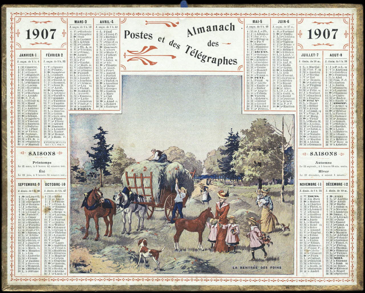 François, Charles Oberthür calendrier 1907  Almanach  des  Postes et des Télégraphes  LA RENTREE DES FOINS Rennes 1907 1993.2.379 Photo