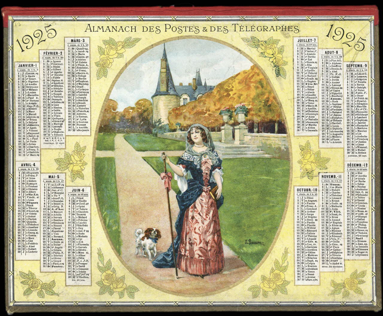 Beuzon Jean Louis calendrier 1925  ALMANACH DES POSTES & DES TELEGRAPHES  1925 1925 1993.2.431  Photo