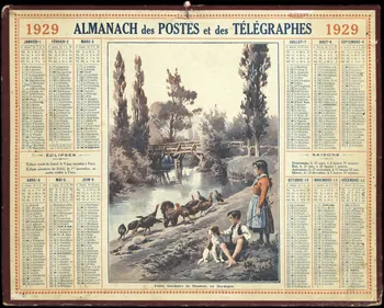 calendrier ALMANACH des POSTES et des TELEGRAPHES  1929  Petits Gardeurs de Dindons, en Dordogne. 1929 1993.2.447 Photo