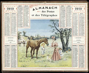 calendrier 1910  ALMANACH  des Postes  et des Télégraphes  Visite au Favori 1910 1993.2.386 Photo