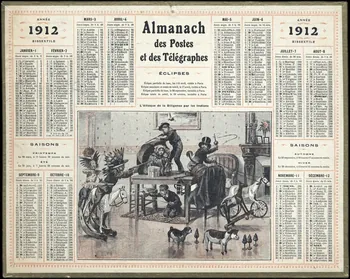 calendrier 1912  Almanach  des Postes  et des Télégraphes  L'Attaque de la Diligence par les Indiens 1912 1993.2.390  Photo