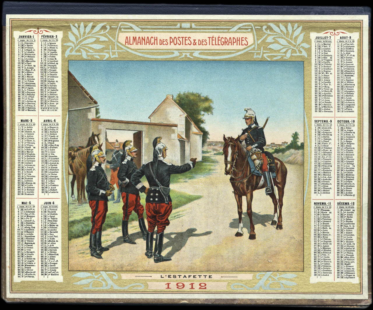 calendrier ALMANACH DES POSTES & DES TELEGRAPHES  L'ESTAFETTE  1912 1912 1993.2.393 Photo