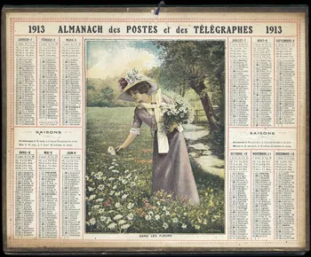 Ehrmann A. calendrier 1913  ALMANACH des POSTES et des TELEGRAPHES  1913  DANS LES FLEURS 1913 1993.2.395 Photo