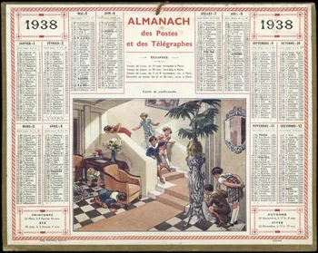 Beuzon Jean Louis ; François, Charles Oberthür calendrier 1938  ALMANACH  des Postes  et des Télégraphes  Partie de cache-cache. 1938 1993.2.482  Photo
