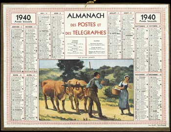 Calendriers Oller calendrier 1940  ALMANACH  DES POSTES ET  DES TELEGRAPHES  Les jeunes promis 1940 1993.2.489 Photo