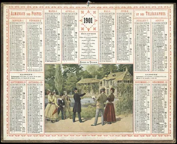 François, Charles Oberthür calendrier ALMANACH DES POSTES  ET DES TELEGRAPHES  1901  JARDIN DE TRIANON Rennes 1901 1993.2.360 Photo