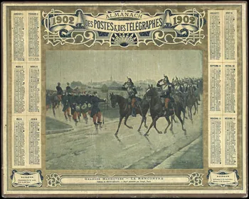 Petit-Gérard Pierre ; François, Charles Oberthür calendrier 1902  ALMANACH  DES POSTES & DES TELEGRAPHES  1902  GRANDES MANOEUVRES - LA RENCONTRE 1902 1993.2.362 Photo
