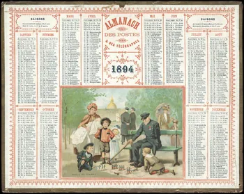 François, Charles Oberthür calendrier ALMANACH  DES POSTES  & DES TELEGRAPHES  1894  ECOLE DE GUERRE Rennes 1894 1993.2.340 Photo