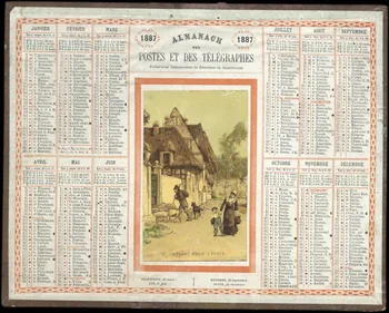 François, Charles Oberthür calendrier ALMANACH  DES  POSTES ET TELEGRAPHES  1887  DEPART POUR L'ECOLE Rennes 1887 1993.2.318 Photo