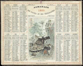 Laurent calendrier ALMANACH  1889  DES POSTES ET DES TELEGRAPHES  Une Rue à Tunis Pithiviers 1889 1993.2.323 Photo