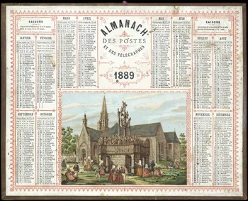 François, Charles Oberthür calendrier ALMANACH  DES POSTES  ET DES TELEGRAPHES  1889  CALVAIRE DE PLOUGASTEL 1889 1993.2.324 Photo