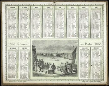 Vaumort E. ; François, Charles Oberthür calendrier 1868. Almanach  des Postes. 1868  Les Régates Rennes 1868 1993.2.295  Photo