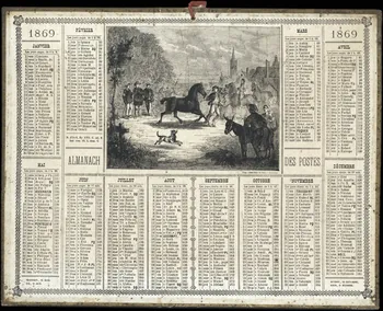 Vaumort E. ; François, Charles Oberthür calendrier 1869  ALMANACH  DES POSTES Rennes 1869 1993.2.296  Photo
