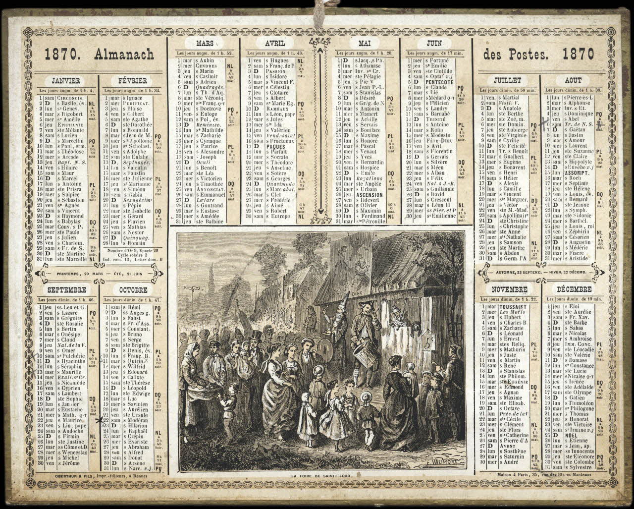 Vaumort E. ; François, Charles Oberthür calendrier 1870. Almanach  des Postes. 1870  LA FOIRE DE SAINT-CLOUD Rennes 1870 1993.2.297 Photo