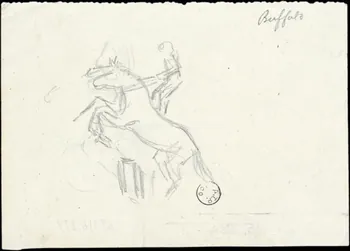 Gustave Soury ensemble (2) dessin double face Démonstrations équestres d'indiens Buffalo 1966 1967.116.229 Photo