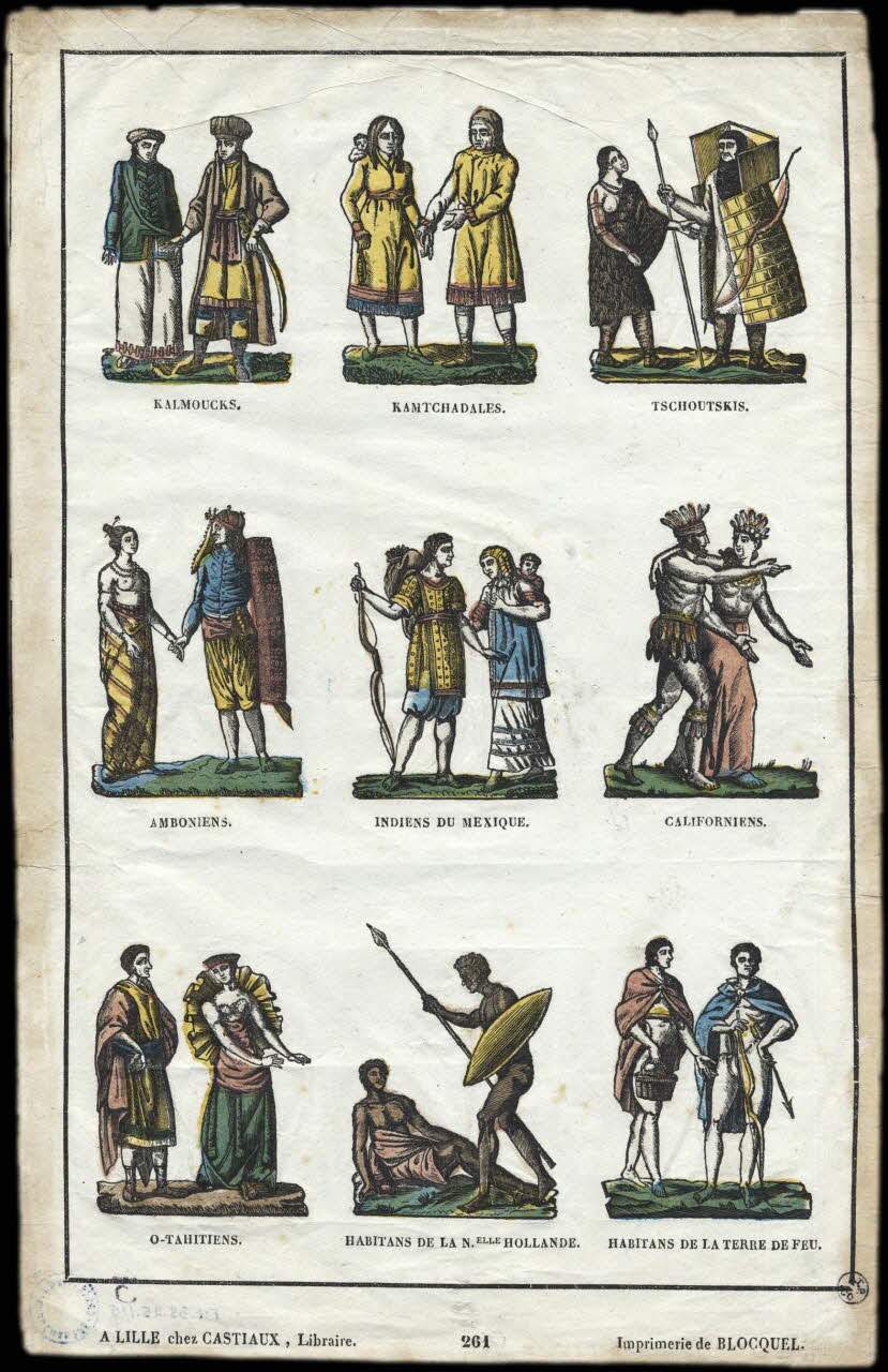 Jean-Baptiste Castiaux ; Simon-François Blocquel imagerie ancienne Planche d'indigènes Lille 1809-1837 1938.25.115 Photo