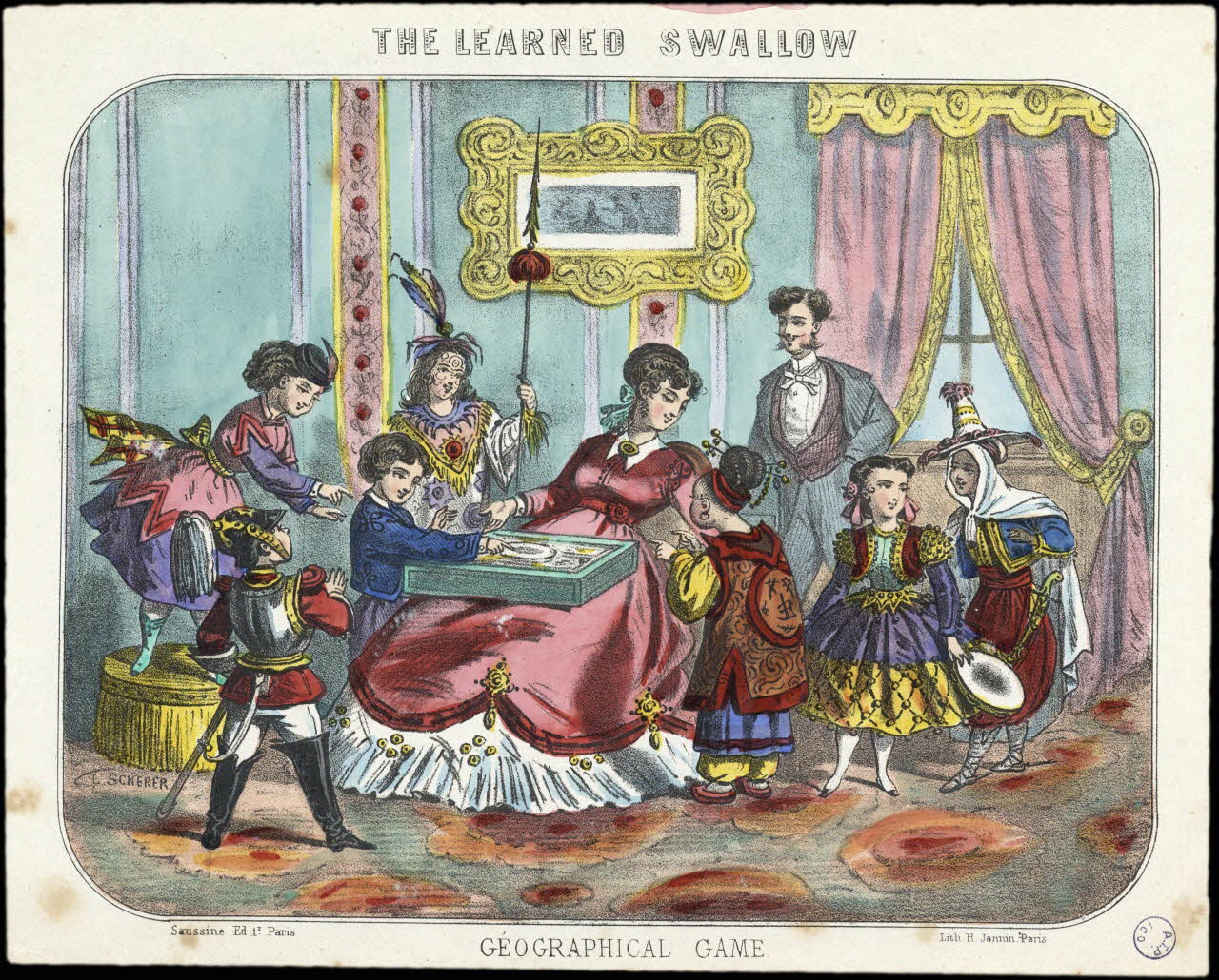 Léonce Schérer ; Léon Saussine ; H. Jannin jeu de société THE LEARNED SWALLOW  GEOGRAPHICAL GAME Ile-de-France, France 1860 1990.39.105 Photo