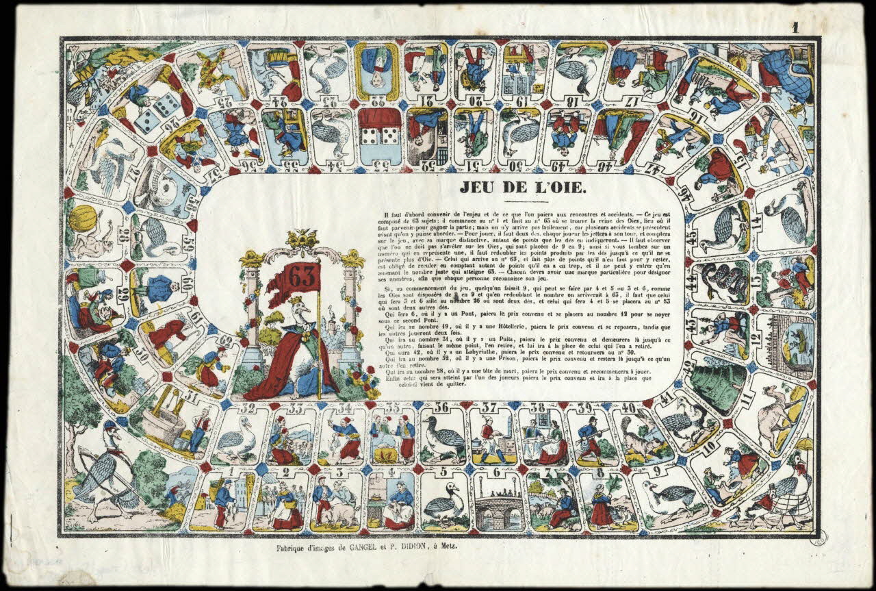 Gangel et Didion estampe JEU DE L'OIE. Lorraine, France 1861-1868 1953.86.4391 Photo
