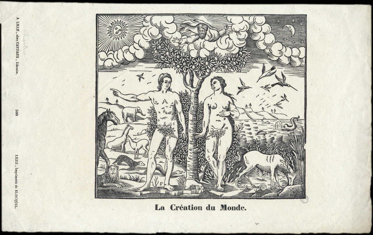 Fleuret ; Jean-Baptiste Castiaux ; Simon-François Blocquel imagerie ancienne La Création du Monde. Chartres 1809-1837 1975.23.36 Photo