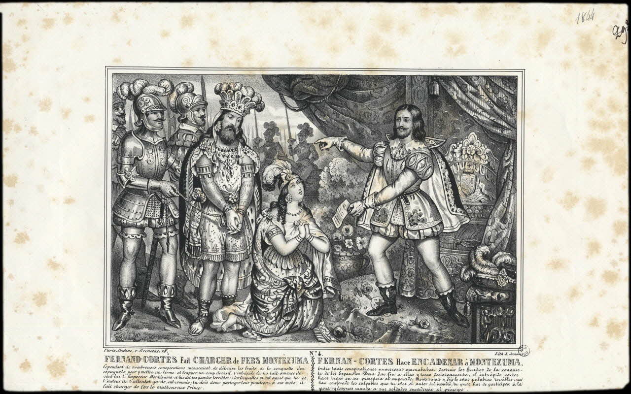 Codoni ; H. Jannin estampe FERNAND-CORTES Fait CHARGER de FERS MONTEZUMA.  FERNAN-CORTES Hace ENCADENAR à MONTEZUMA. Paris 1844 1955.57.167 Photo