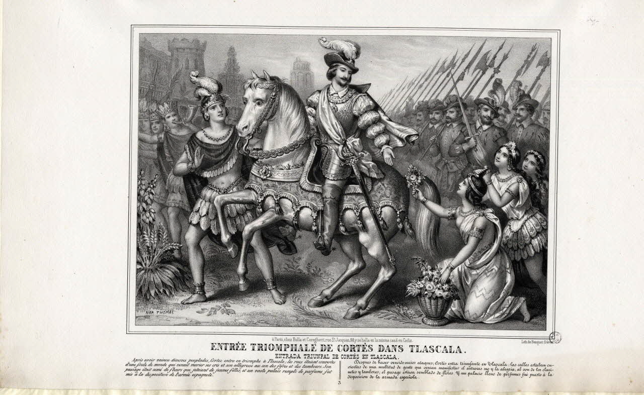 Becquet ; François Bulla ; Cereghetti estampe ENTREE TRIOMPHALE DE CORTES DANS TLASCALA.  ENTRADA TRIUNFAL DE CORTES EN TLASCALA. Paris 1848 1955.57.170 Photo