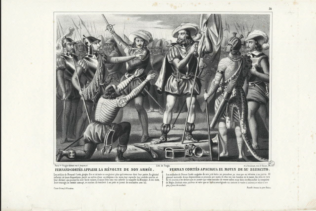 Turgis estampe FERNAND-CORTES APPAISE LA REVOLTE DE SON ARMEE. Paris 1845 1955.57.173 Photo