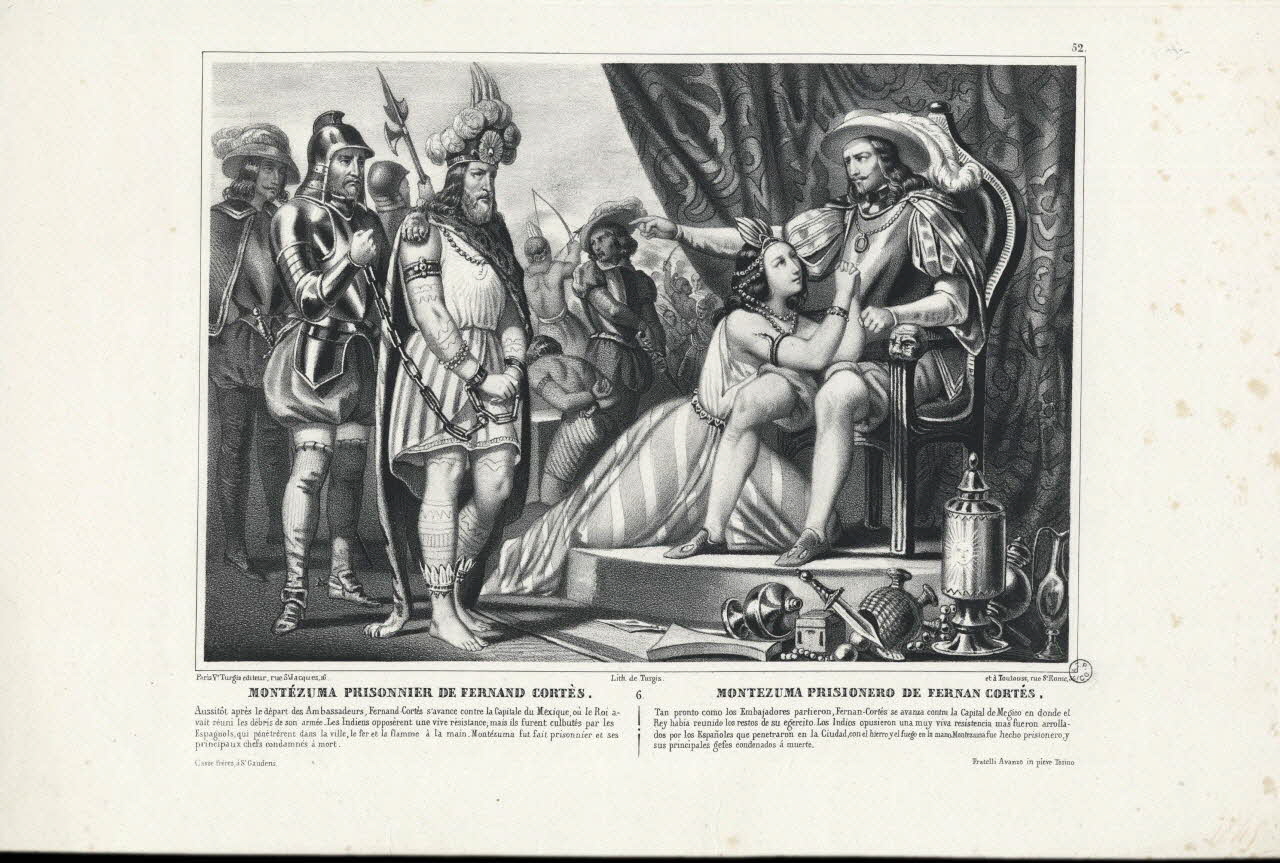 Turgis estampe MONTEZUMA PRISONNIER DE FERDINAND CORTES. Paris 1845 1955.57.175 Photo