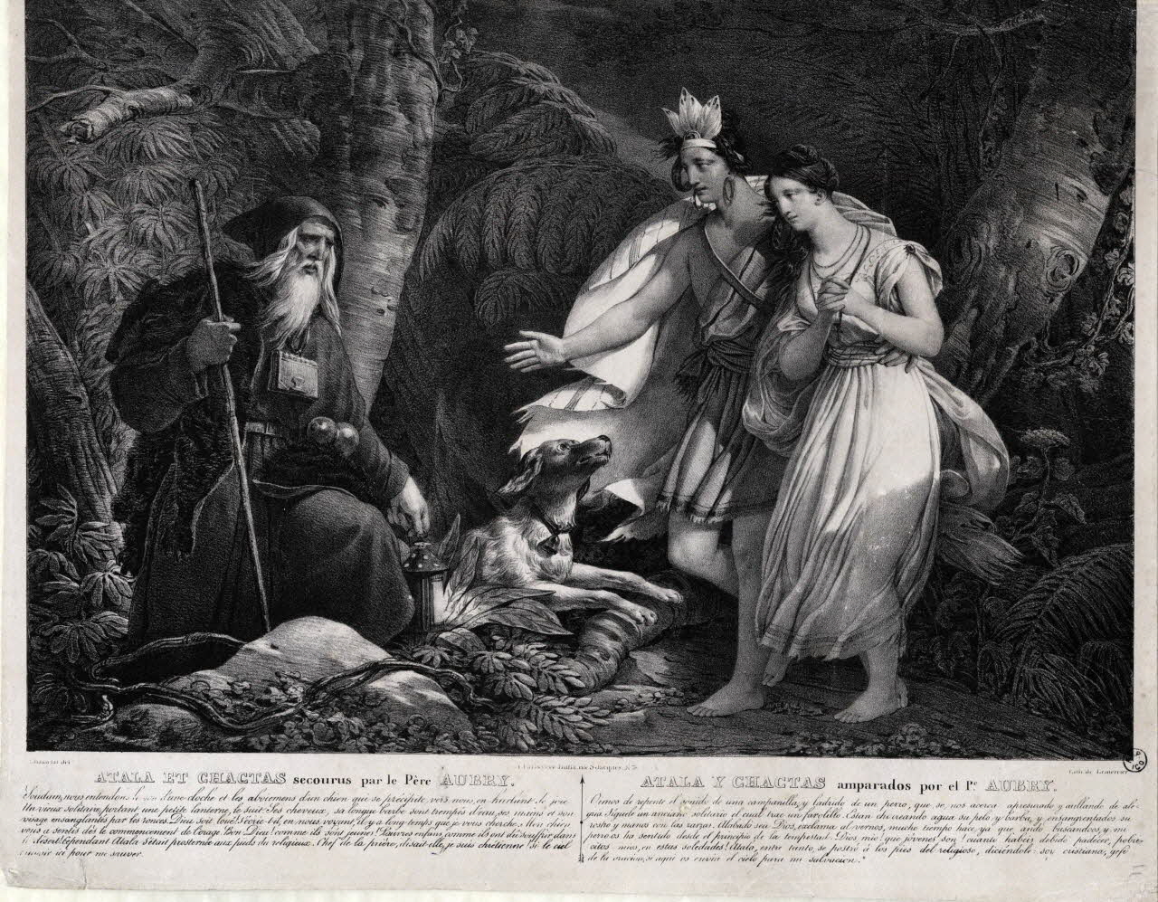 François Bulla ; Joseph Lemercier estampe ATALA ET CHACTAS secourus par le Père AUBRY. ATALA Y CHACTAS amparados por el Pe AUBRY. Paris 1814-1845 1955.57.180 Photo