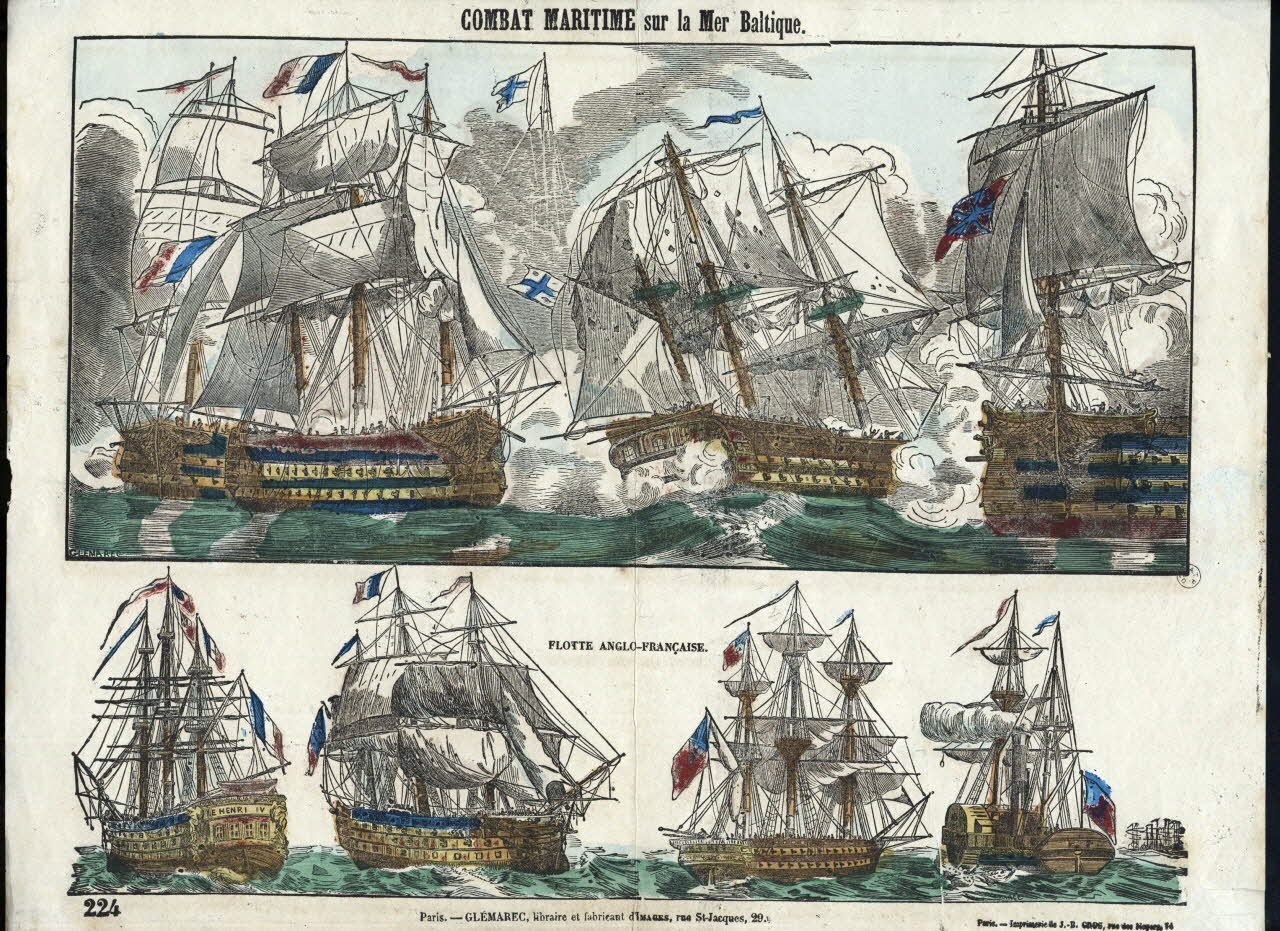 Charles-Eugène Glémarec ; Jean-Baptiste Gros à registres (2) COMBAT MARITIME sur la Mer Baltique. Paris 1858-1860 1953.86.1224 Photo