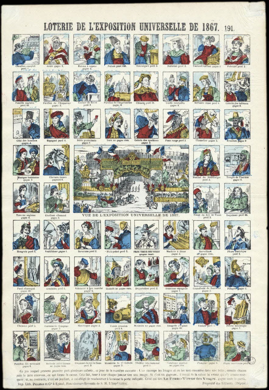 Pellerin jeu de loterie LOTERIE DE L'EXPOSITION UNIVERSELLE DE 1867. Lorraine, France 1867 1953.86.4791 Photo
